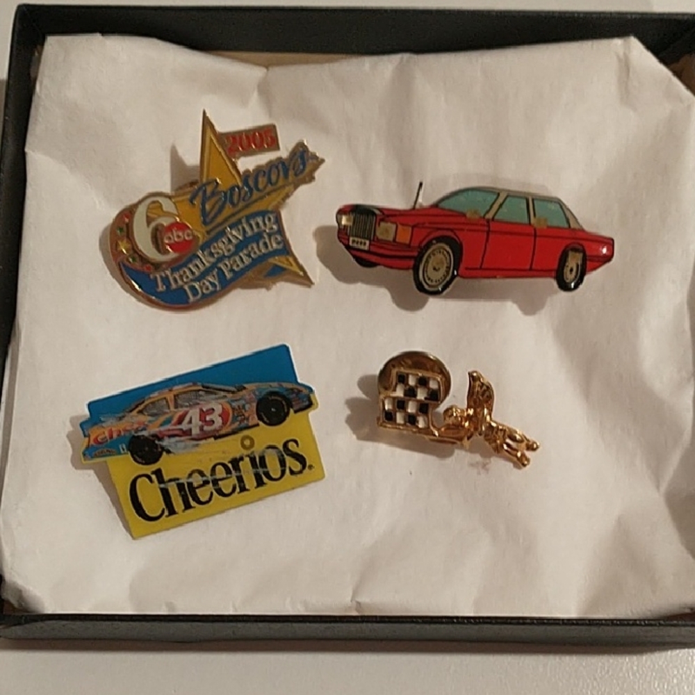 Set of Vintage Pins with Car and Cheerios Designs